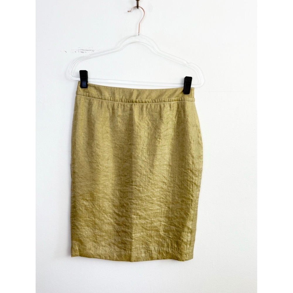 Vintage Y2K Vera Wang Gold Metallic Pencil Skirt Size 4 NWT